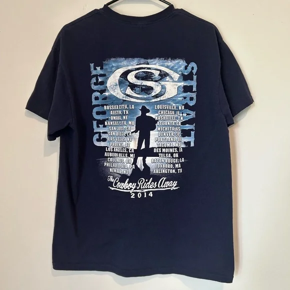 George Strait The Cowboy Rides Away 2014 Tour Large Blue T-shirt - Picture 2 of 2